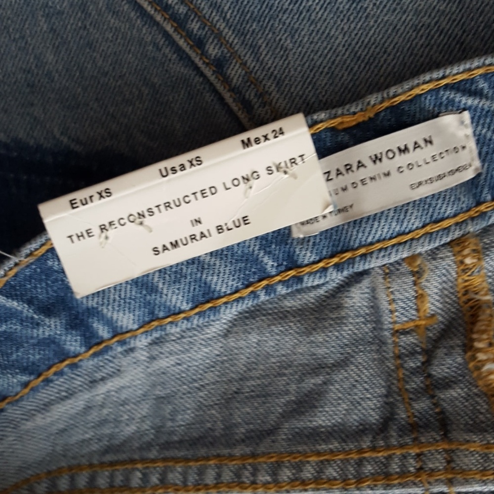 NWT Zara Reconstructed Long Denim Skirt in Samurai - Picture 7 of 7